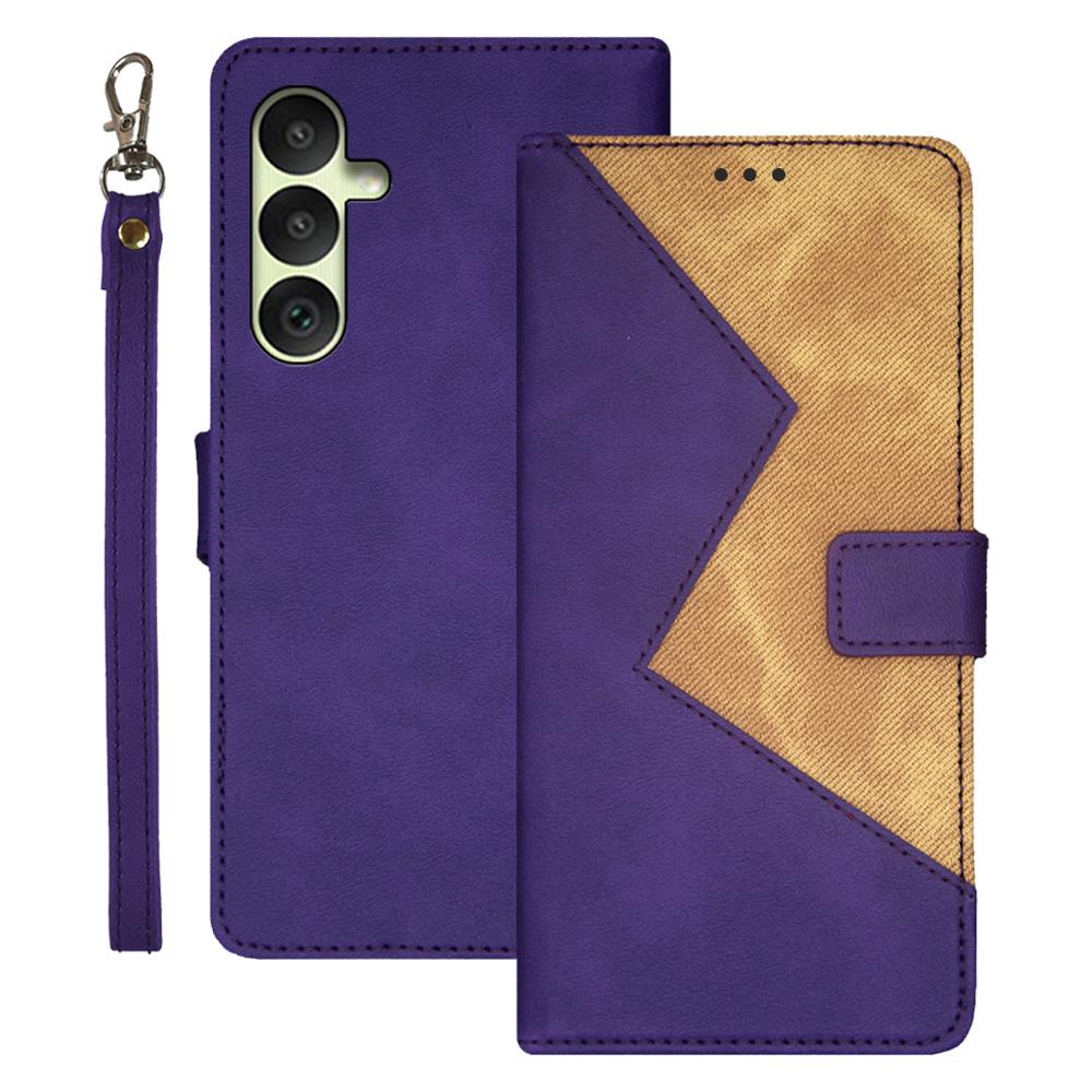 

IDEWEI PU Leather Flip Cover for Samsung Galaxy A35 5G Case Splicing Color Card Slots Phone Case Purple