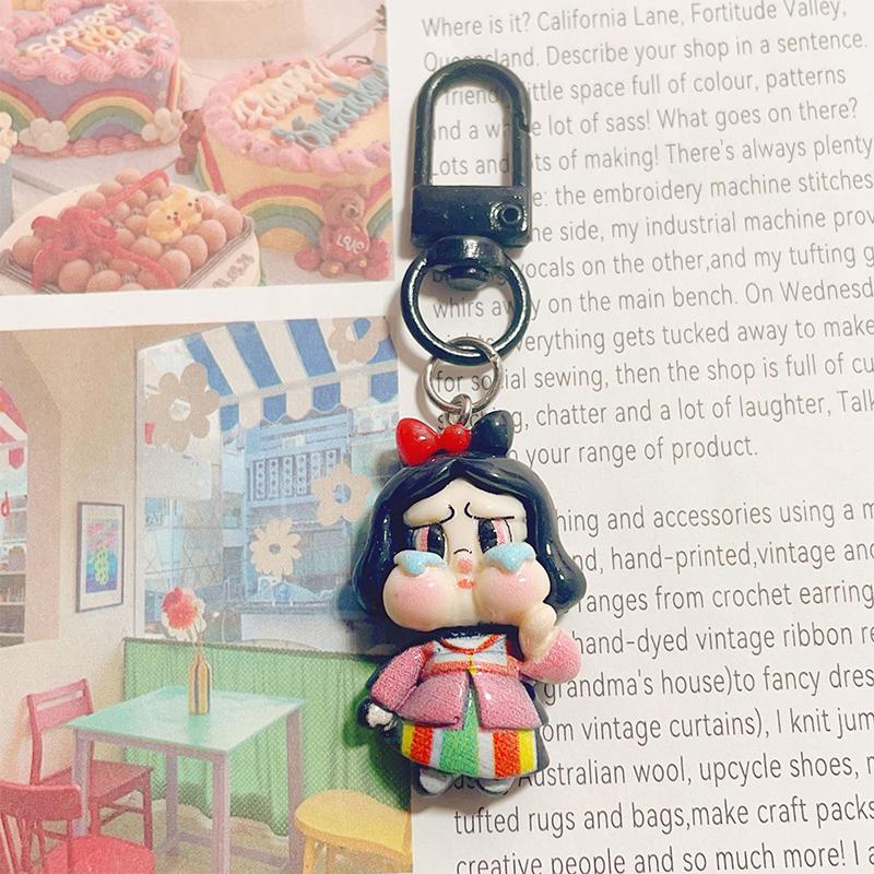 Cute Crying Girl Keychain Cartoon Backpack Decoration Girl Students Key Ring Jewelry Gift