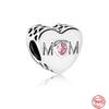 S925 Silver Fine Beads Fit Fasion Original Bracelet Necklace Pendant Women Love Couple Dangle Shiny Mom Charms Jewelry 