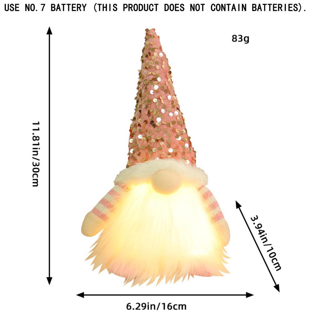 Christmas Decorations Christmas Sequins with Lights Rudolph Doll Christmas Glow Faceless Doll Ornaments