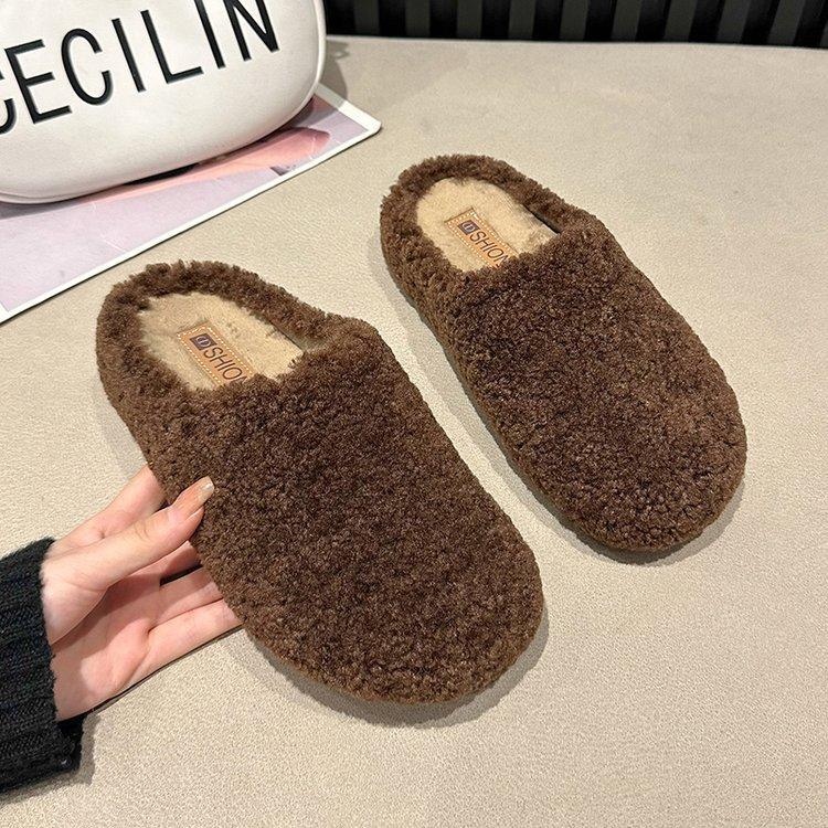 Cotton slippers 2026 new fashion lamb wool Baotou hairy slippers for women autumn and winter