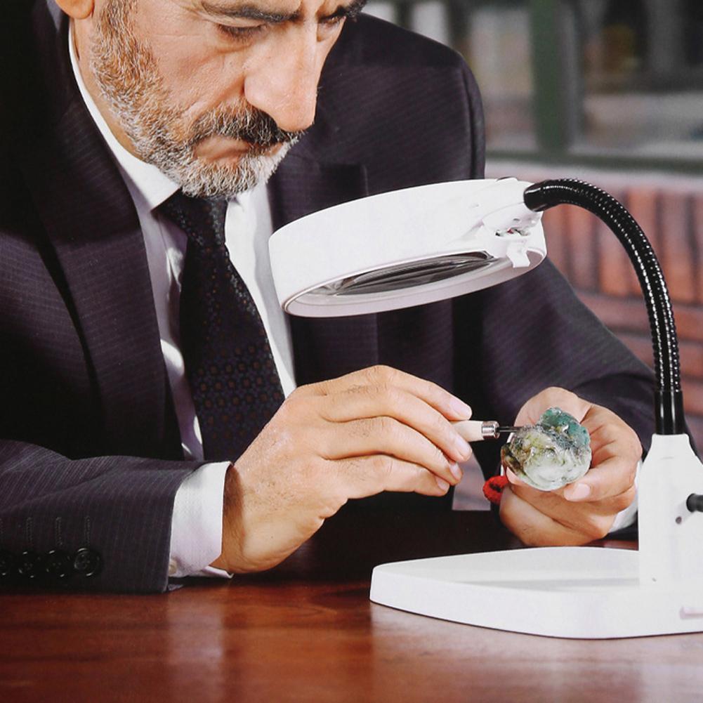 Multifarious Hand Desktop Magnifier Stand with LED Light Welding Illuminated Magnifying Glass Clip Clamp Helping for Crafting Cl