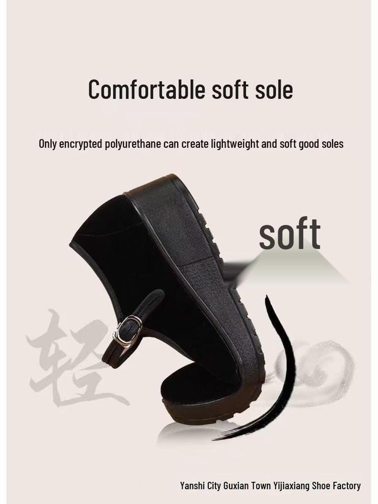 Chaussures en tissu à talons moyens hauts antidérapantes pour femmes pour le travail et la danse