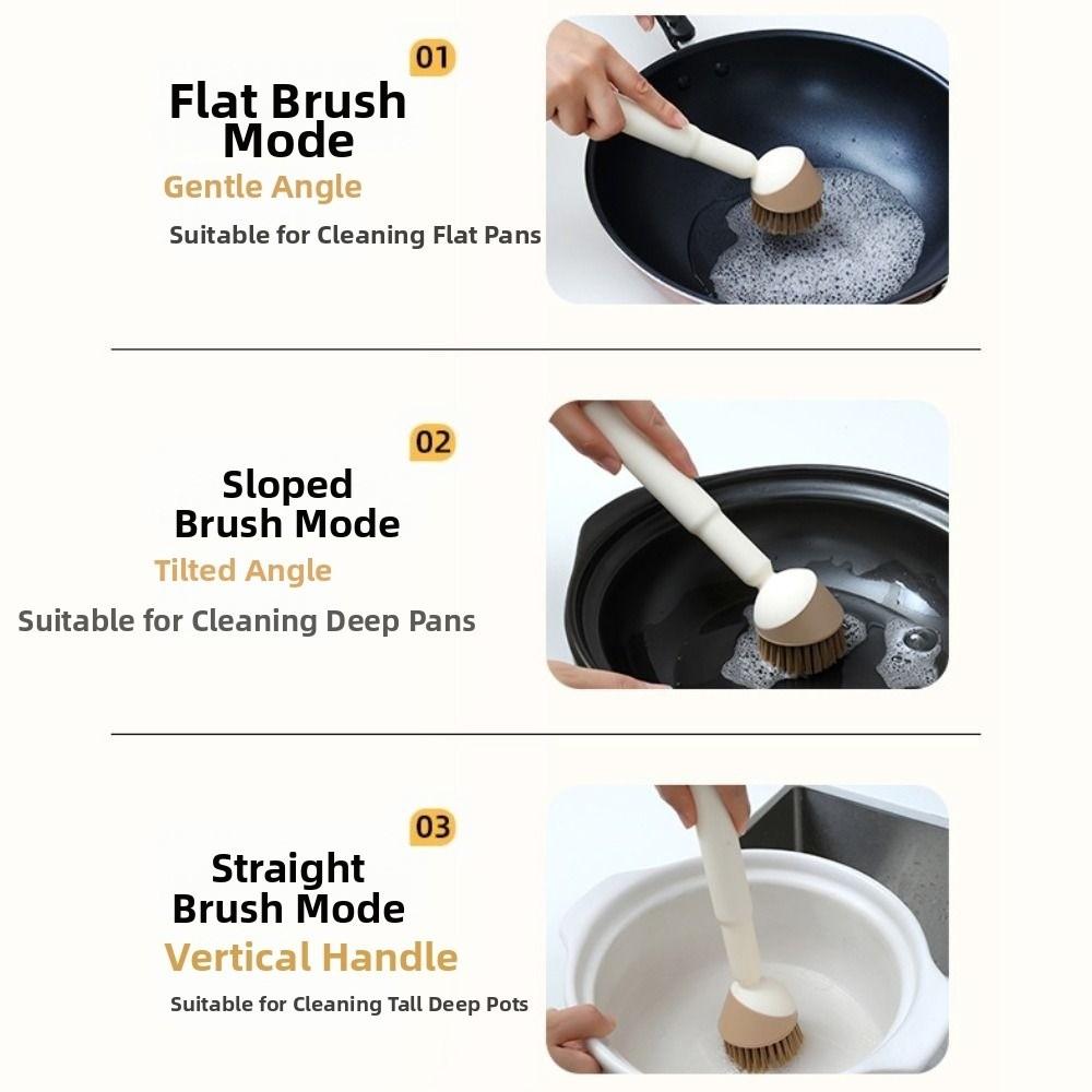 Stain Removal Rotatable Pot Scrubber Long Handle Cookware Cleaner Brush Kitchen Use