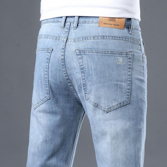 Summer Thin Jeans Men's Slim Fit Business Casual Straight Loose Versatile