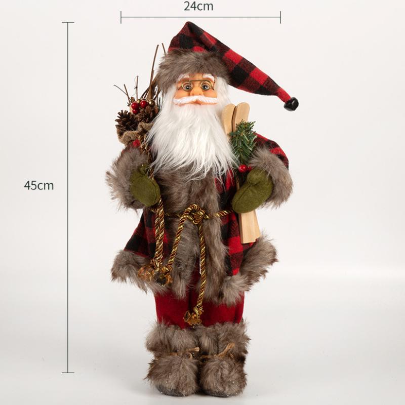 Christmas Decorations pink Santa Claus Dolls Standing Christmas Figurine Holiday Decoration Ornaments Layout Window Decoration