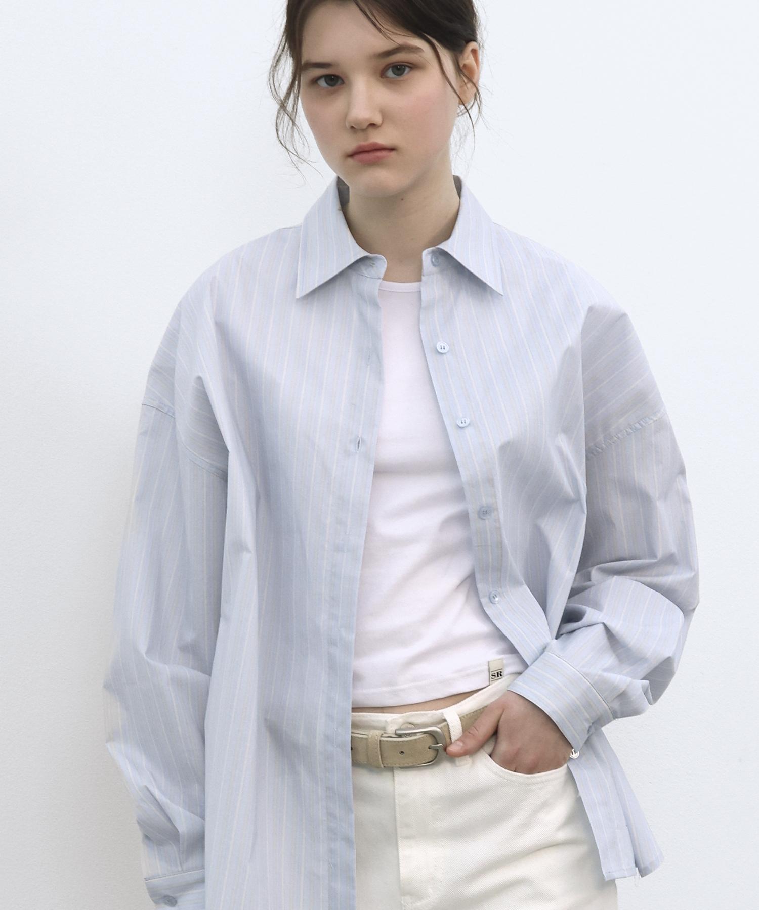 Soire Stripe Overfit Shirt - Skyblue Skyblue
