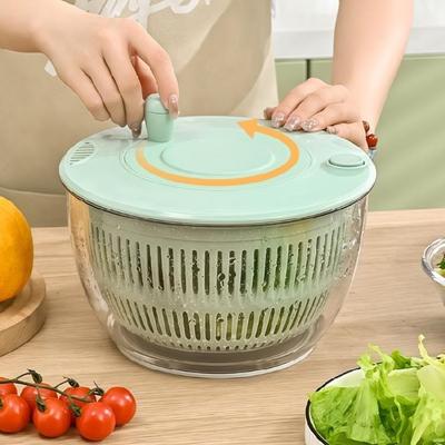 Space Saving High Capacity Double Basket Salad Spinner Food Safe Stainless Steels Hand Operated Dryer