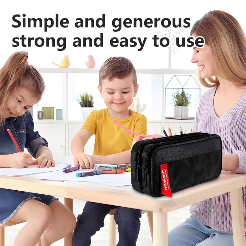 Duża pojemność piórnika dla chłopców i dziewcząt, dwuwarstwowe pudełko z kieszeniami zapinanymi na zamek błyskawiczny