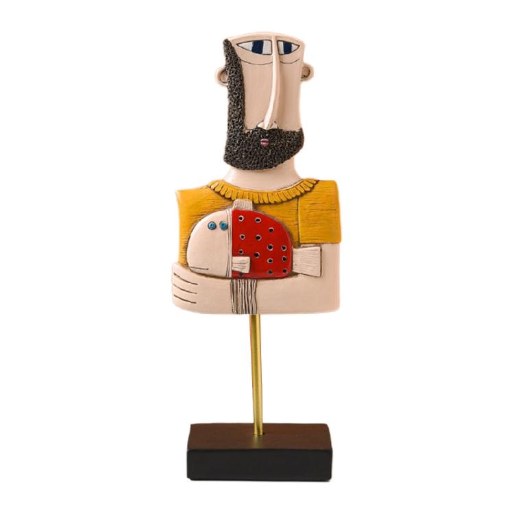Face Art Statue Sculpture Resin Handmade Carving Figurine Study Studio Room