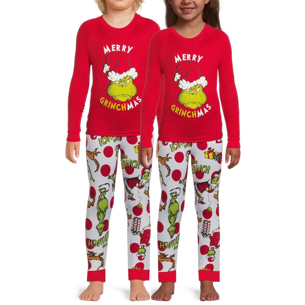 Christmas Print Cute Family Set Pajamas, Home Clothes, Family Set Long Sleeve Top Pants Set