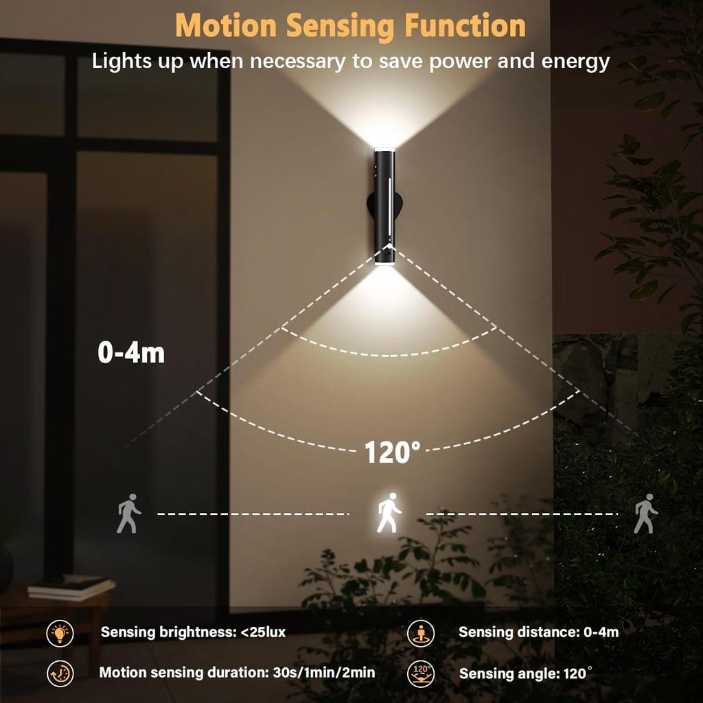 Hapfish Battery Operated Wall Sconces Decor Set of Two, Motion Sensor Rechargeable Cordless Wall Lights Indoor, Metal Magnetic Wireless Rotatable,