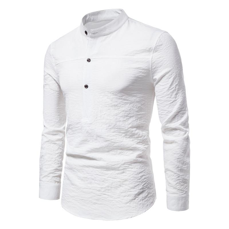 Zimaes-Men Drape Up Long Sleeve Plus-Size Stand Collar Wedding Top Tees Shirts Zimaes-Men Drape Up Long Sleeve Plus-Size Stand Collar Wedding Top Tees Shirts