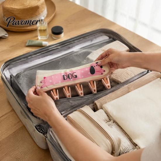 Portable Travel Drying Tool Fabric Hanger with Clips, Foldable Laundry Rack, Wear Resistant Compact Hanging Organizer for Dormitory And Camping
