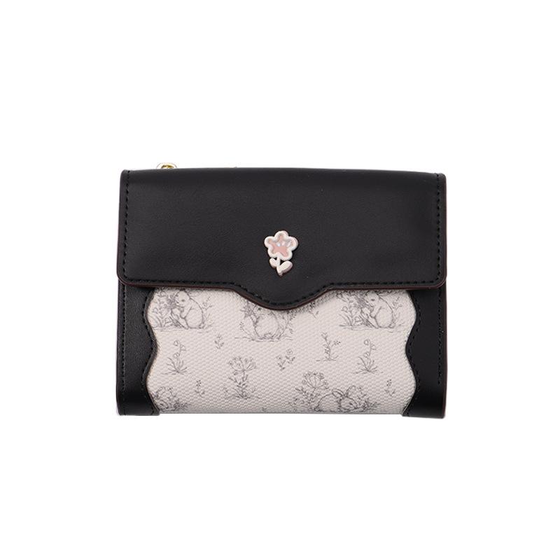 Hot-selling wallet women's card bag simple integrated flowers and plants small fresh girls change bag zipper