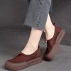 Fashion Platform Shoes for Women Retro Leather Round Shoes Women Comfortable Soft Soles Shoes Slip-on Flats Breathable Female Footwear