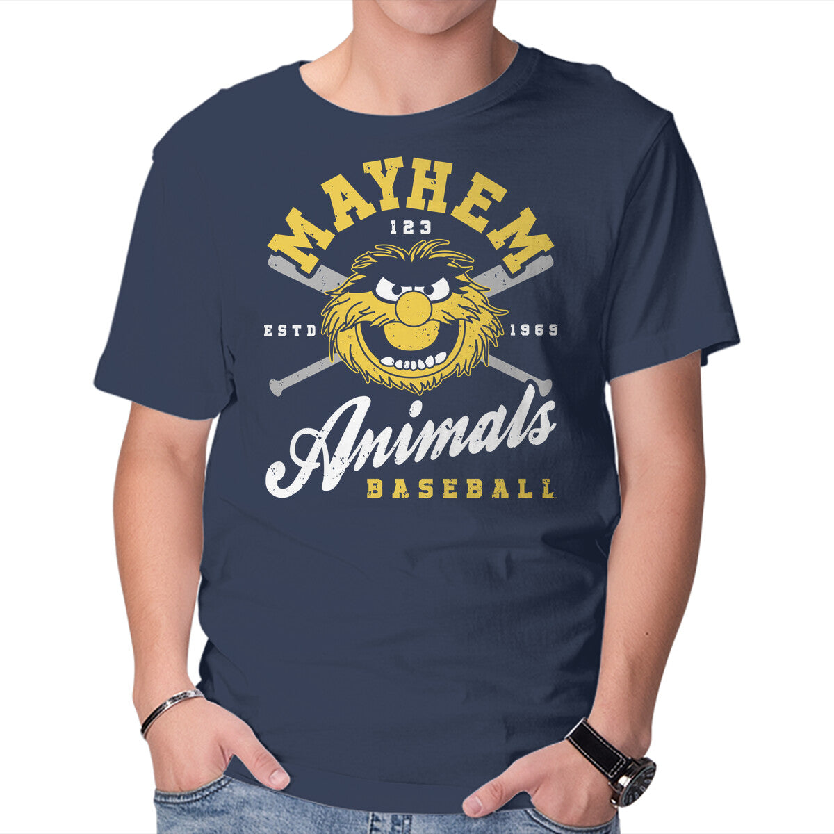 Unisex Crew Neck T-Shirt Mayhem Baseball Graphic Short Sleeve Casual Tee XXL
