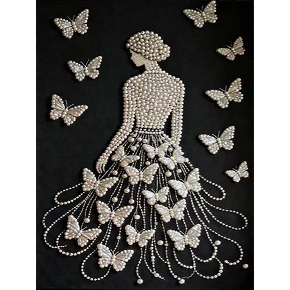 

DIY Картина Жемчужной Бабочкой для Декора Стен Дома Жемчужные Каменные Картины Изобразительное Искусство Поделки для Взрослых/Новичков Идея Подарка Декор Дома Без Рамки 30x40cm