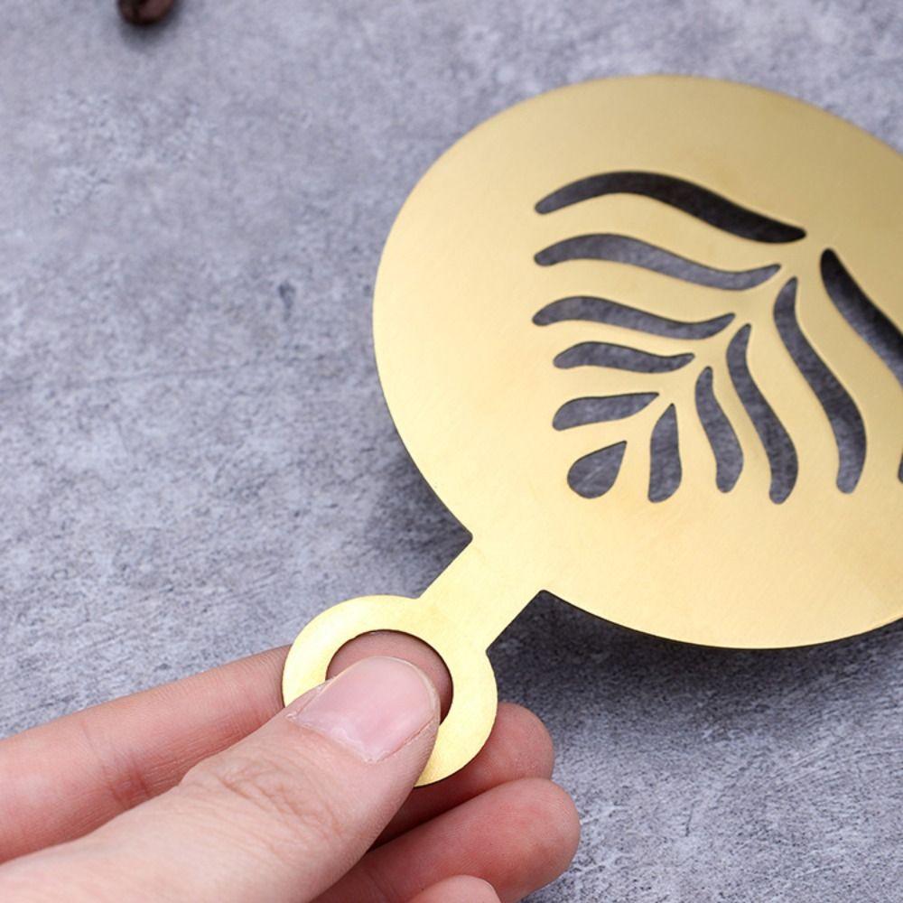 4pcs Reusable Coffee Latte Art Mold Gold/black Coffee Art Template Latte Coffee Stencil Bread
