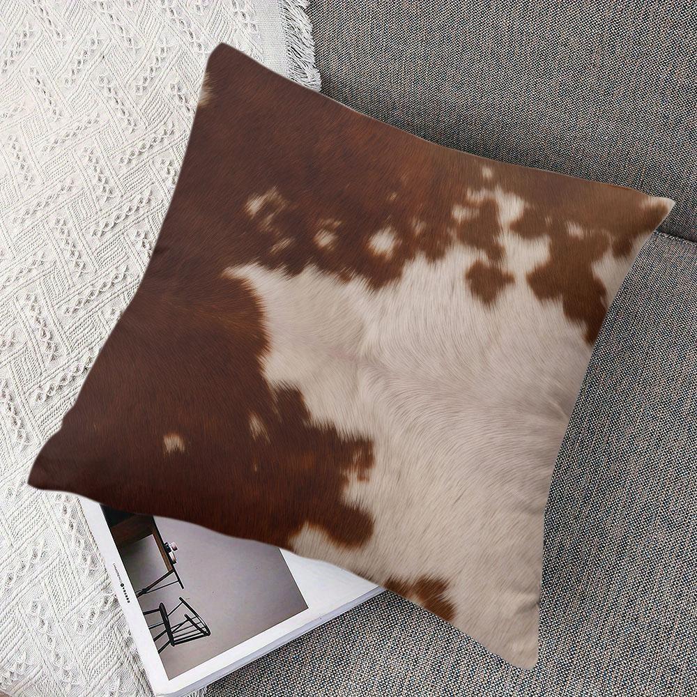 Brown White Cow square Jacquard Pillow Cover for Sofa Office Waist Cushion Cover Home Decorative Pillowcase