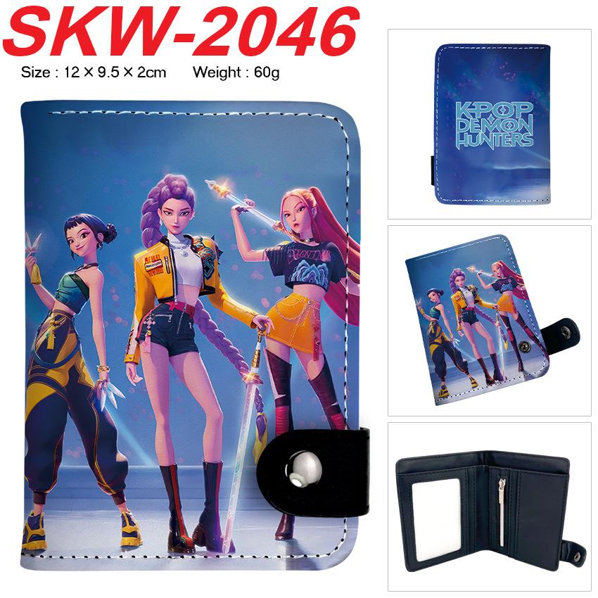 KPop Demon Hunters Wallet Vertical Snap Button Double Layer Card Holder Coin Purse Portable 1pcs