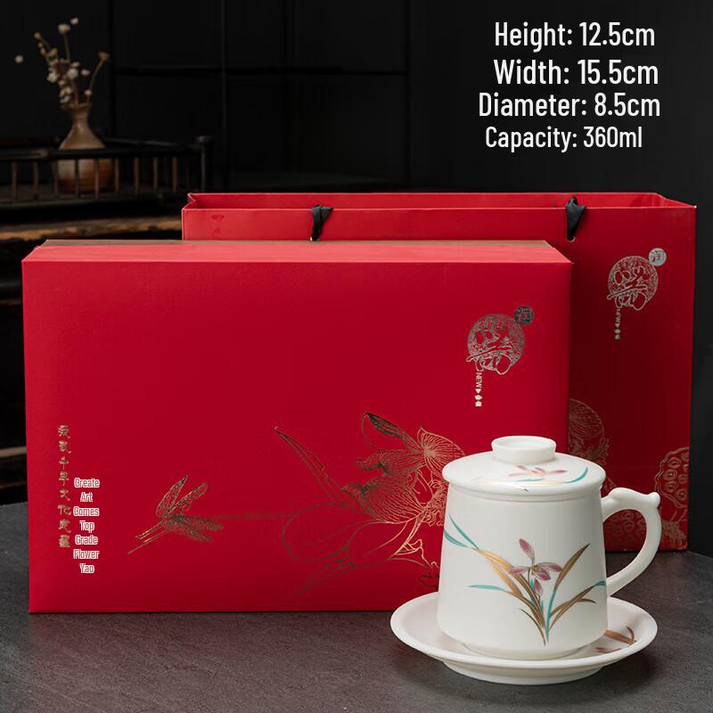 Chaxun Gilded Suet Jade Porcelain Filter Tea Cup