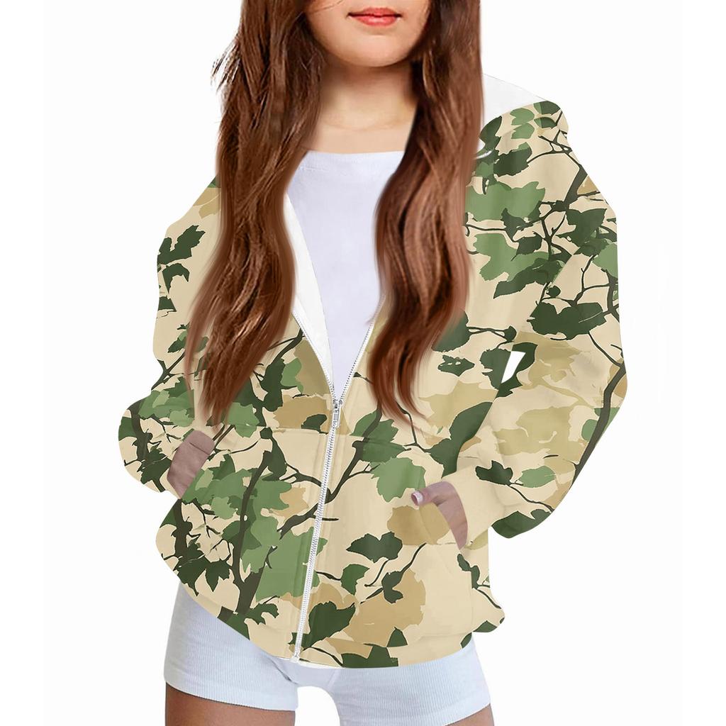 Children's Fashion Christmas Printed Long Sleeved Hooded Sweatshirt Girls' Hoodie Jacket