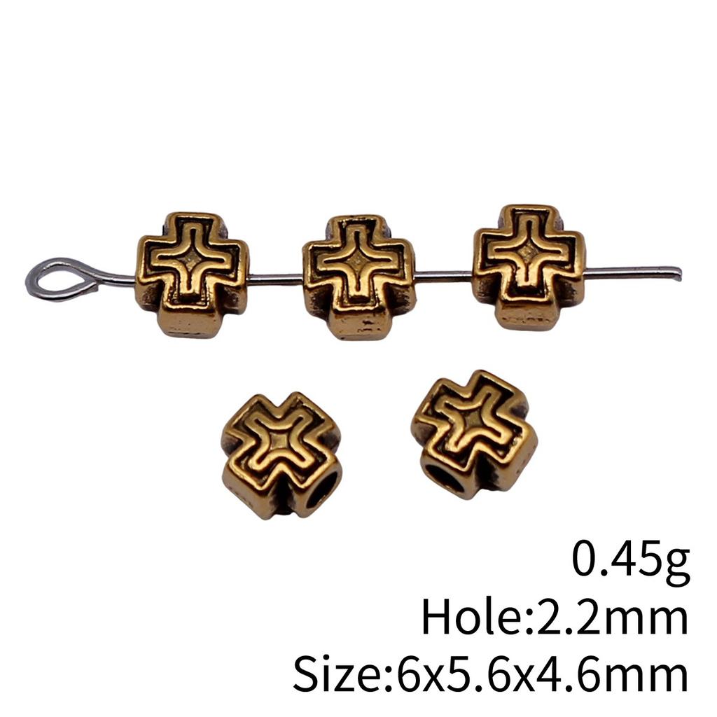 40pcs 6x5.6x4.6mm 2 Colors Antique Silver Color Antique Gold Color Cross Shaped Perforated Beads Jewelry Materials Wholesale