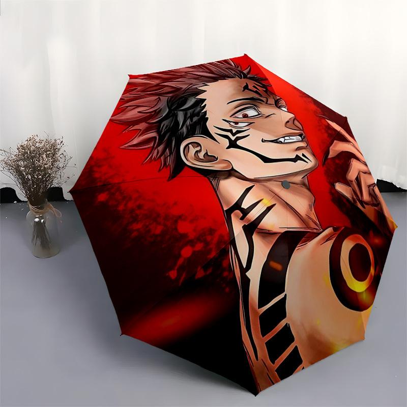 1pc Jujutsu Kaisen Satoru Gojo Inspired Umbrella - Auto Open Close, Portable 3-Fold Design, 8-Bone Iron Frame Outdoor Umbrella, Perfect Gift for Fans,
