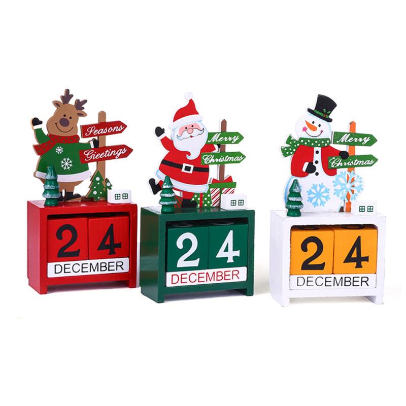Christmas Mini Wooden Countdown Calendar Ornament Adjustable Date Children Holiday Gifts For Desktop