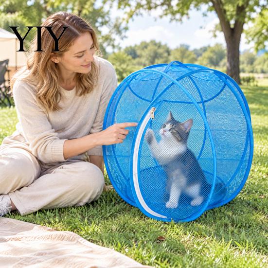 Indoor Kätzchen Spielgehege Pop-Up Rollbares Katzengehege, Faltbares Outdoor Katzengehege Spielgehege, Atmungsaktives Netz Haustier Tragbares Schutzhaus Kugelkäfig mit