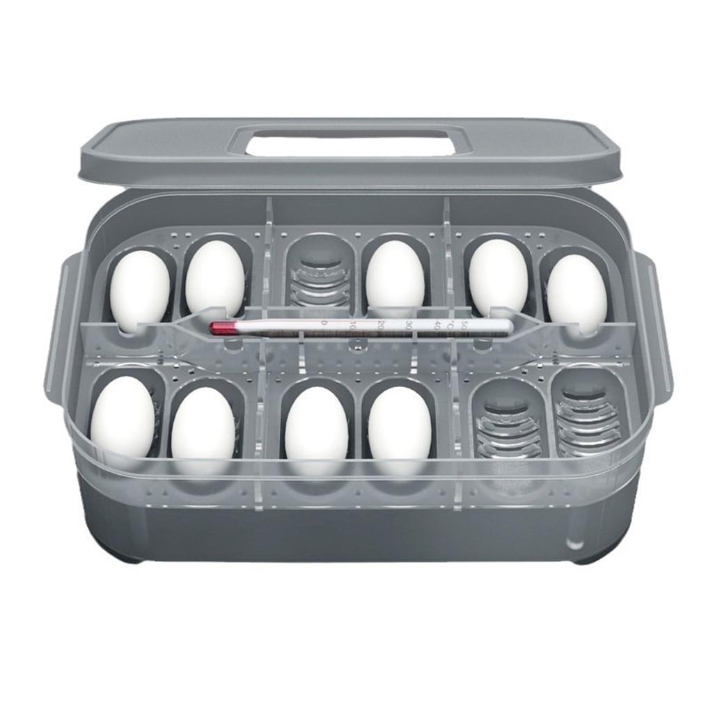 12 Grids Incubation Egg Carrier Box with Thermometer DIY Reptile Egg Incubator Geckos Snakes Lizards Tortoise Turtle Incubator