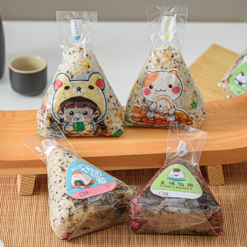 50/100 stuks Mooie Cartoon Driehoek Rijstbal Verpakkingszak Zeewier Onigiri Sushi Bento Maakvorm Bento Accessoires Sushi Zakjes