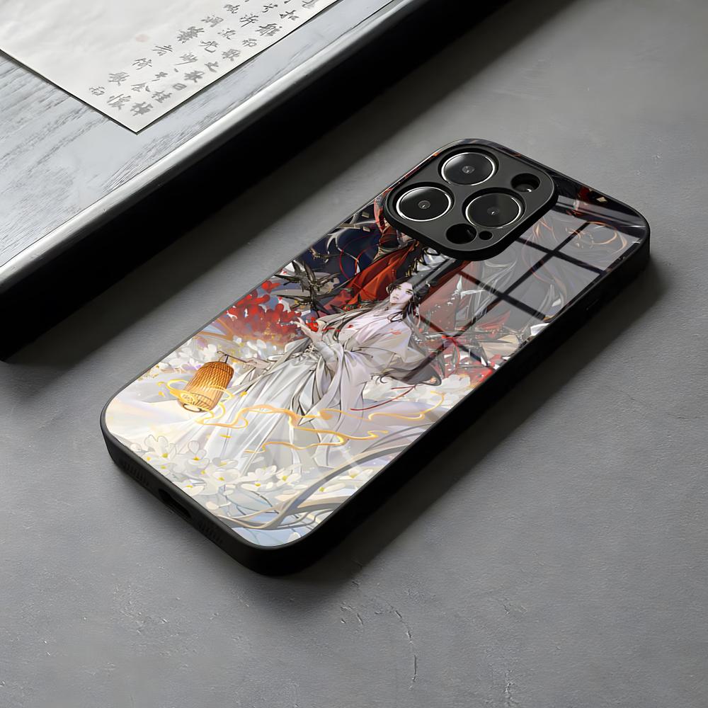 Tian Guan Ci Fu Phone Case Glass For IPhone 16 15 14 Pro Max 13 12 Mini Luminescent 11 X XS XR 8 Plus For Samsung S 25 24 23 22