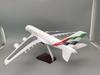 47CM 1:160 Scale Model Airbus A380 New UAE Airlines Aircraft Model Die-casting Machine Souvenir Decor Collected Gift By Aviation