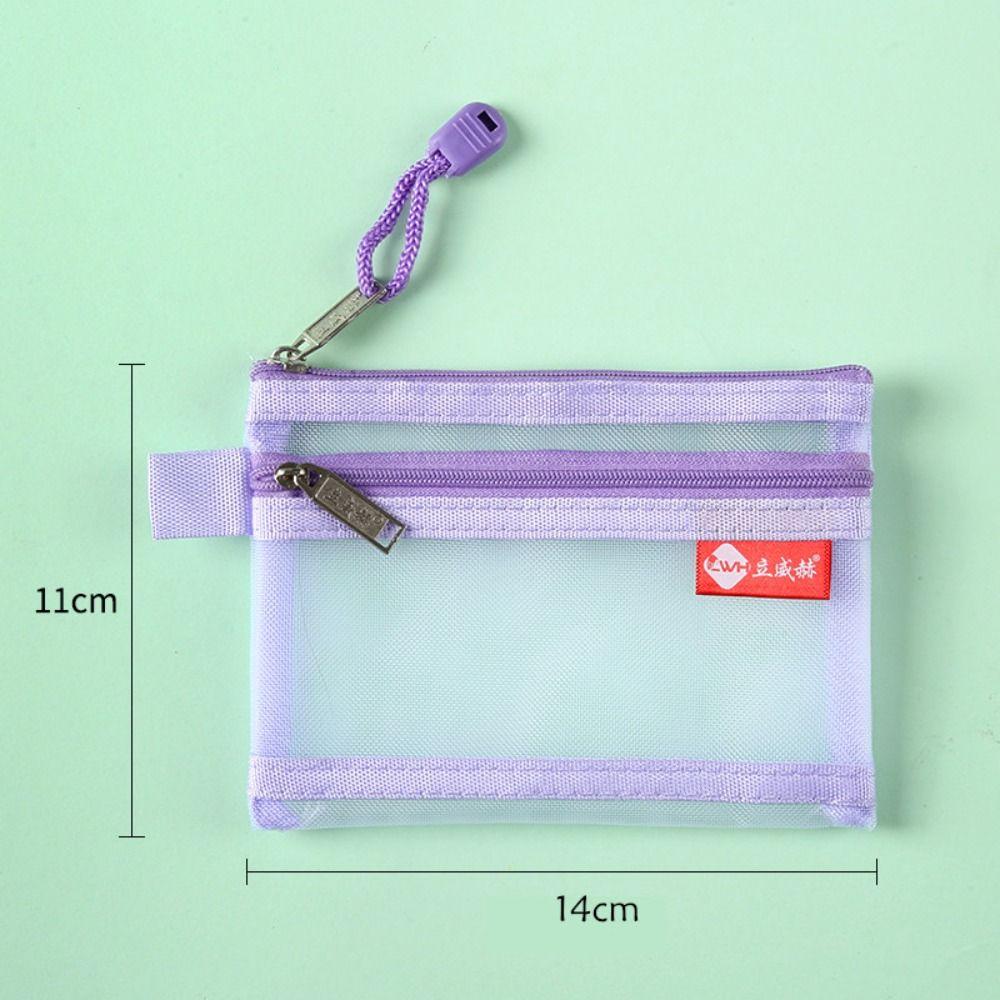Portable Bus ID Credit Card Storage Bag Small Mesh Double Layer Coin Bags Money Wallet Purse Earphone Cable Line Organizer Pouch