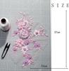 1Pcs Pink Purple Green Beaded Sequin Flower EmbroiderySewing Craft Lace Neckline Applique Trim Patch Repair Dress Bridal Gown Decor