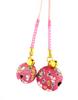 Hana Chirimen Bells of Japanese Chirimen Netsuke Large Bell Small Bell (Set 2) Keychains (25mm Diameter) & (20mm Diameter) (Pale Pink)