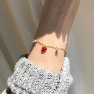 Berry Bracelet Female Ins Girl Heart Super Fairy Bracelet Female Student Korean Version Sister Bracelet Couple Bracelet Female