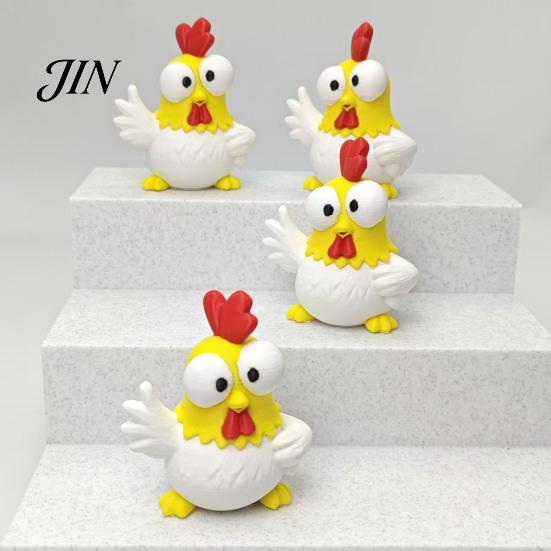 Decompression Desk Toy 3D Printed Cartoon Rooster Figurine, Mini Desktop Big-Eyed Office Worker Gift Ornament, Funny Cute Emoticon Animal Sculpture,