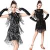 Latin Dance Dress With Fringe Sequins Sleeveless Performance Skirt Competition Party Show