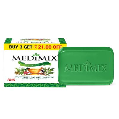 Jabón Ayurvédico Clásico 125g x 3 Jabón | Cuidado Herbal de la Piel Para una Piel Sana y Refrescada
