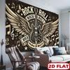 2D Rock and Roll Backdrop Vintage Guitar Wings Photography Background for Party