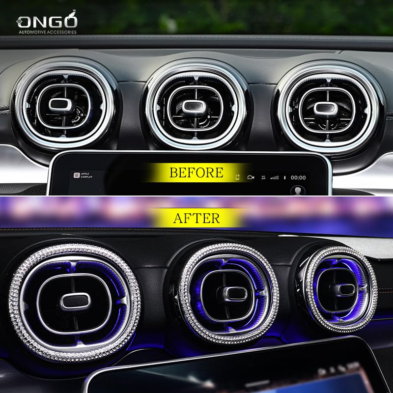 ONGOXD Metal Kristal Elmas Direksiyon Simidi Amblemi Havalandırma Halkası Dekoratif Kapak W206 GLC İç Mekan Özel Parçalar Havalandırma Dış 5 & Mercedes-Benz