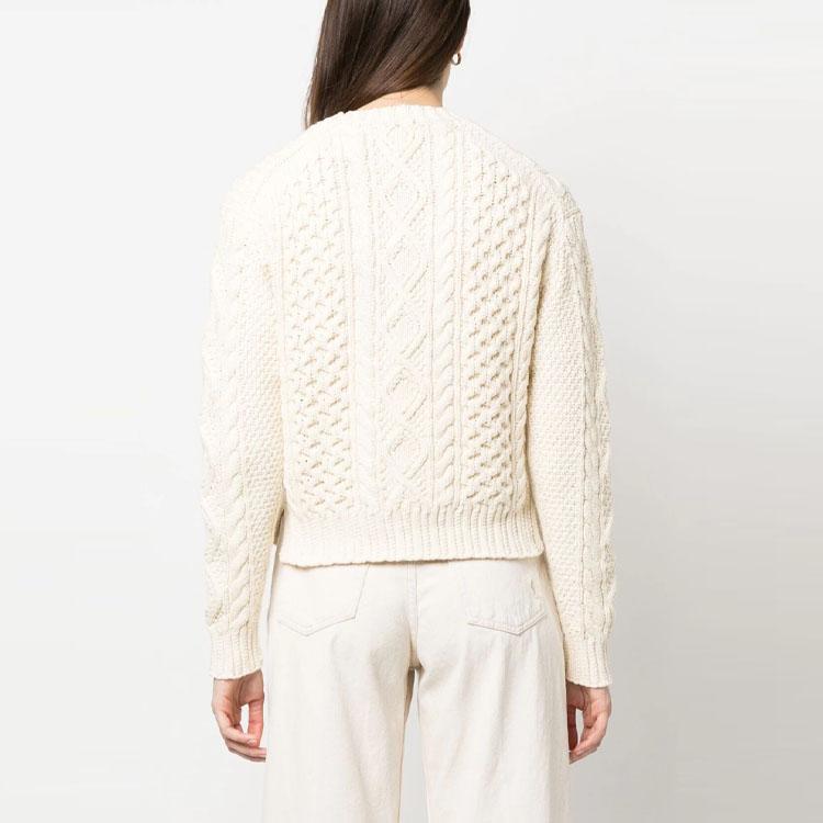 Polo Ralph Lauren SS23 Maglione Girocollo a Coste Monocolore Donna Maglione Bianco Sporco 211891675-001