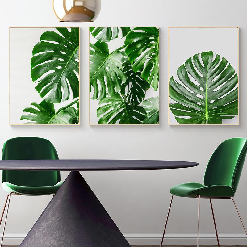 

Монстера в скандинавском стиле, тропический лист, зеленое растение, современное настенное искусство, холст, печать растений, картина, украшение для дома, картина, постер