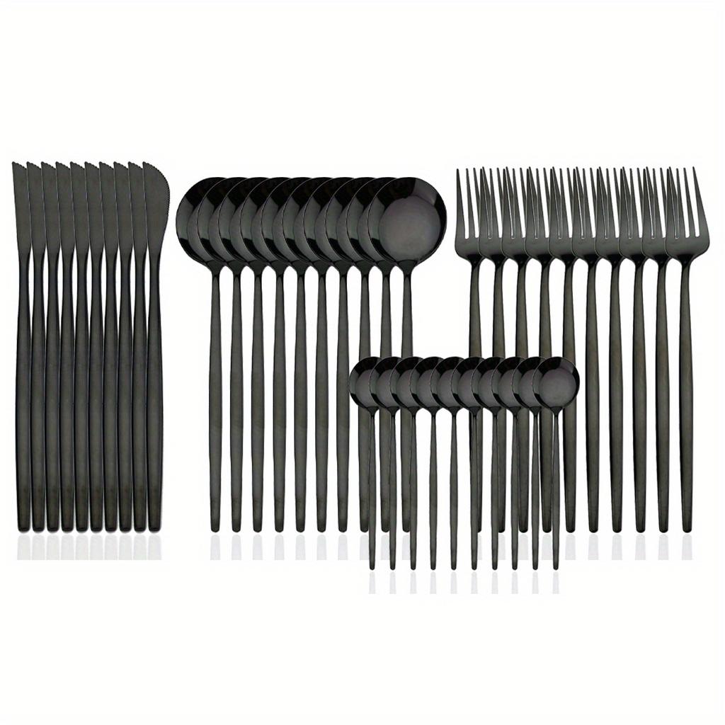 40-Piece Premium Flatware Set - Mirror Finish, - Service for 10, Ideal for Home Kitchen, Restaurant