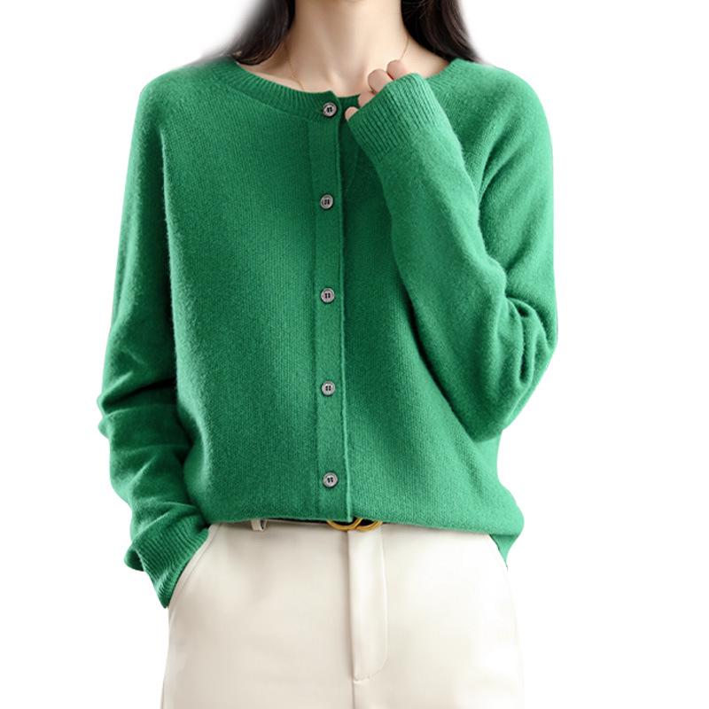Women's Plus Size Wool Cashmere Cardigan - Cozy Autumn/Winter Knitwear Sweater