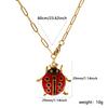 304 Stainless Steel Red Ladybug Animal Pendant Charm Necklace 18K Gold Plated Chain For Women Insect Natural Pastoral Gift