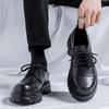 Fashion Casual English Platform Derby Shoes for Men Fashion Cow Leather High Sense Black Wedding Groom Low-top Platform Shoes Man